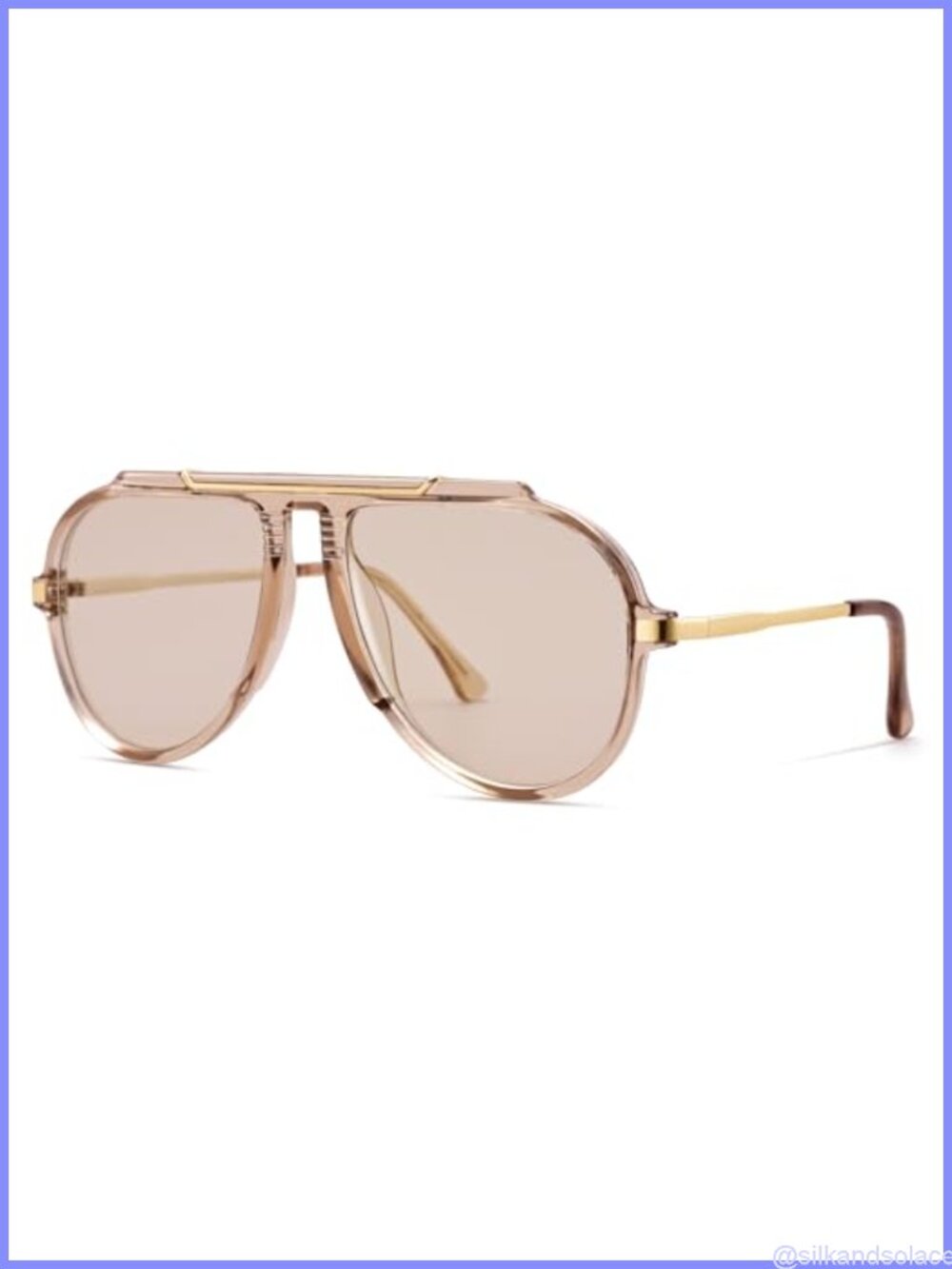 Oversized Aviator Sunglasses Tangle Free Top Bar 70s Retro UV400 Protection